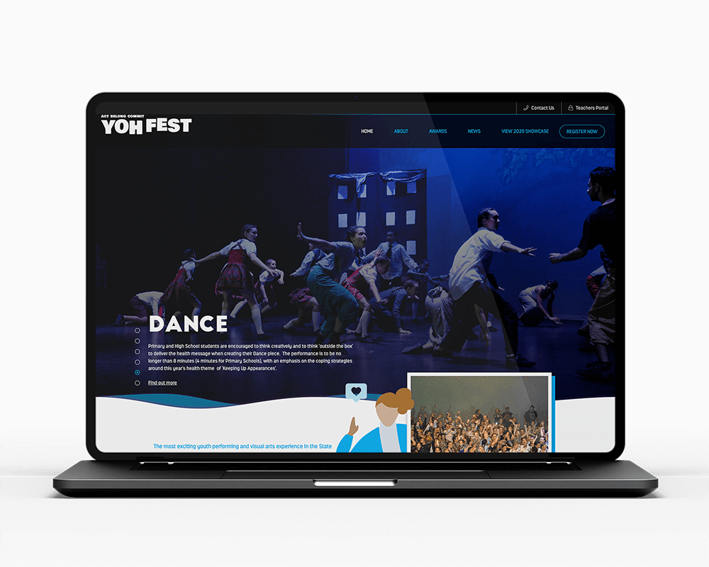 Laptop displaying the YOH Fest website